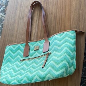 Dooney & Bourke Green Chevron Tote Bag